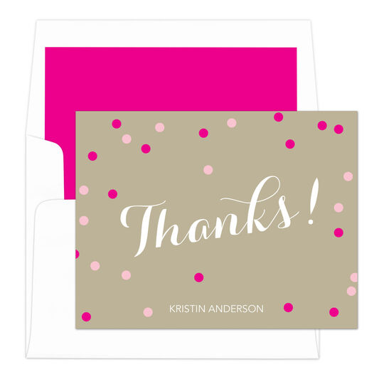 Hot Pink Confetti Thank You Note Cards